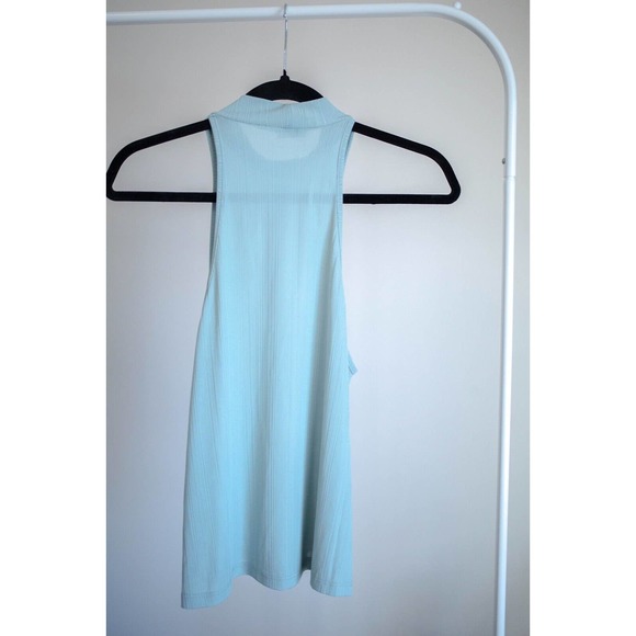 FREE PEOPLE Intimately NWT Slinky High Neck Blue Ribbed Tank Top SZ XS - Picture 7 of 10